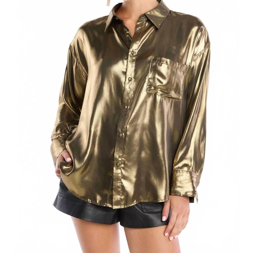NEW ALLISON NEW YORK lola metallic shirt in gold